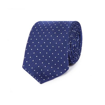 The Collection Blue silk dotted herringbone slim tie